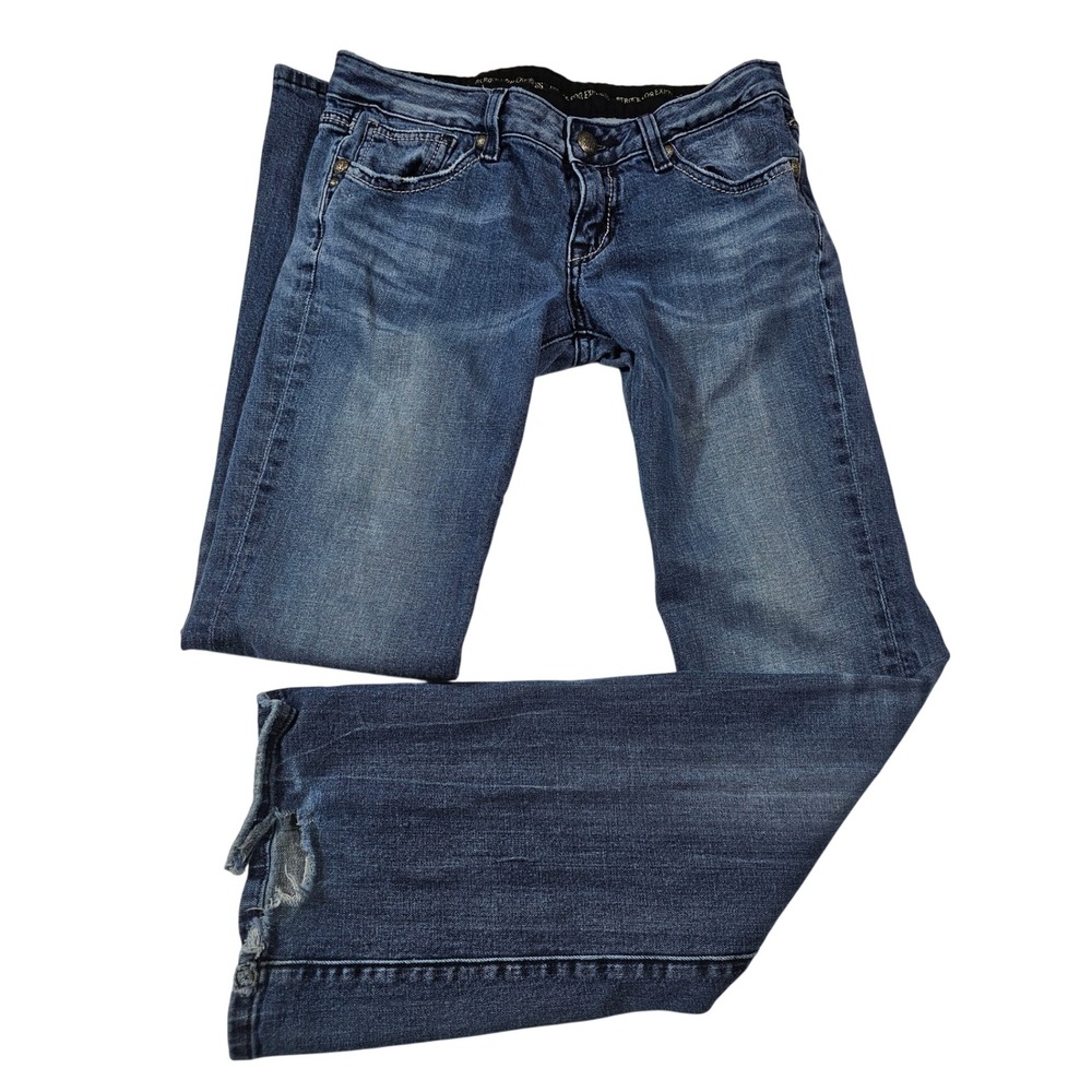 Berock for Express Womens 6R Bootcut Jeans Medium Wash Low Rise Distressed Y2K